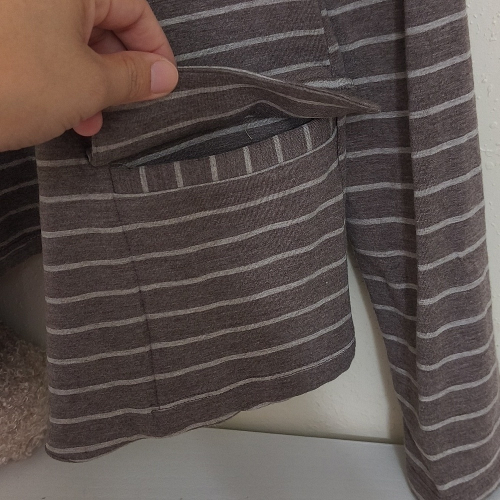 Anthropology Dolan Charcoal Striped Blazer Jacket Career Contemporary Sweater - Picture 6 of 13